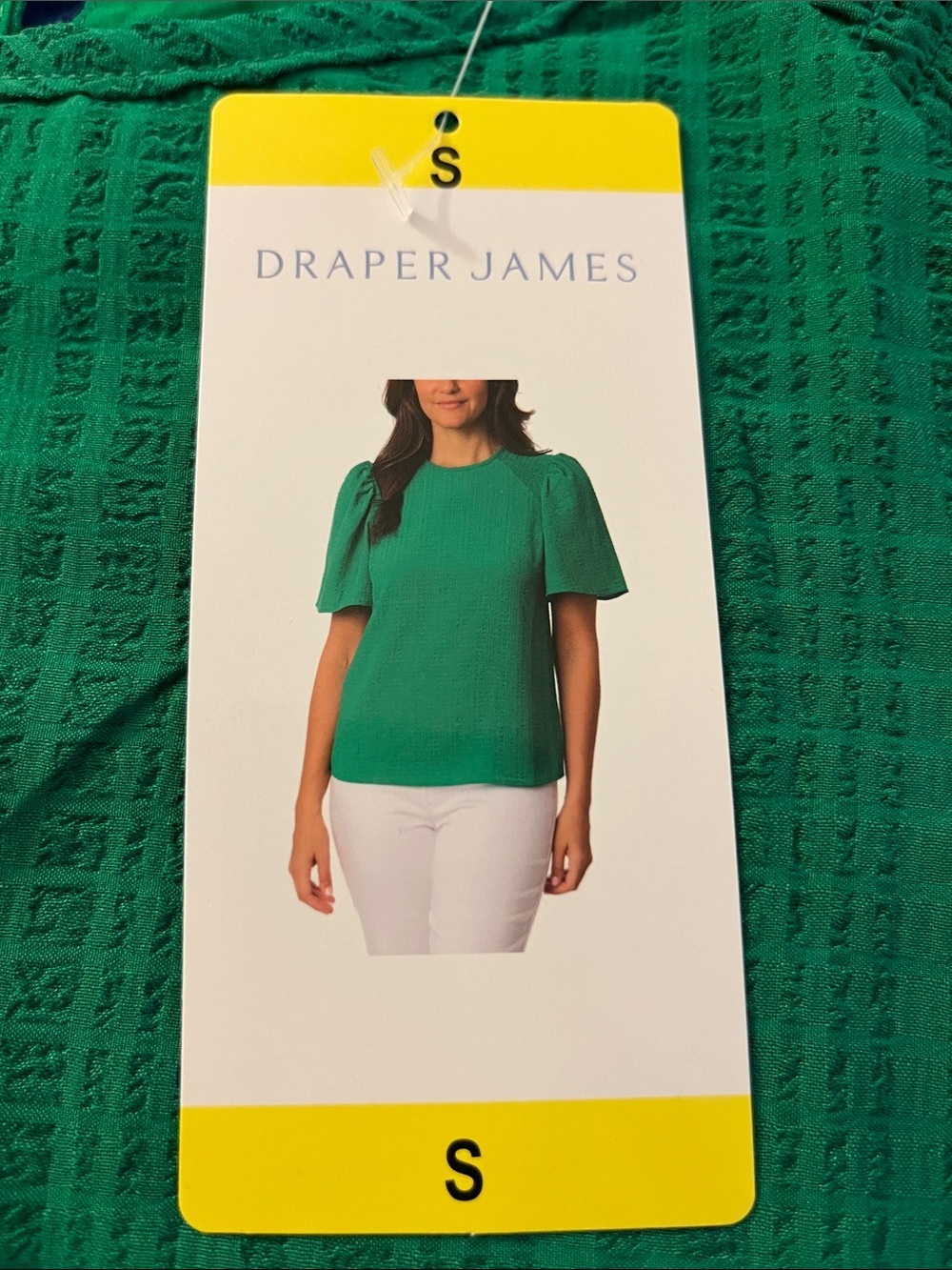 Draper James Emerald Green Puff-Sleeve Blouse